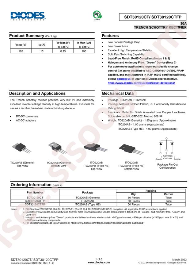 DIODES SDT30120CTFP