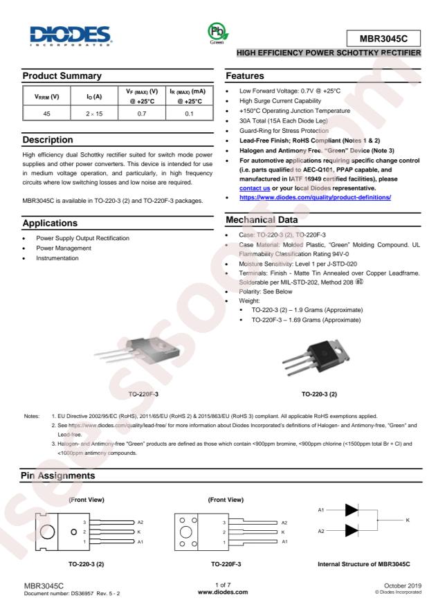 DIODES MBR3045CTF-G1