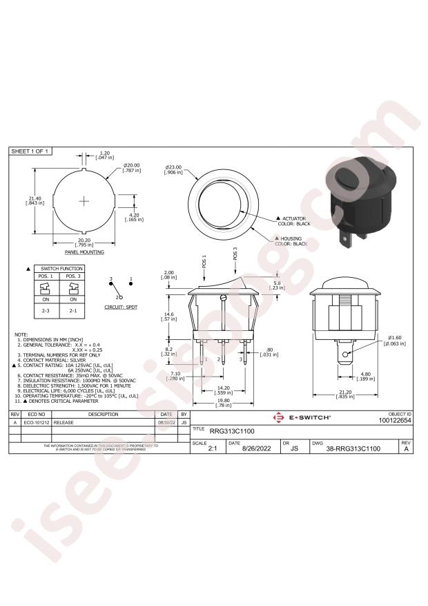 E-Switch RRG313C1100