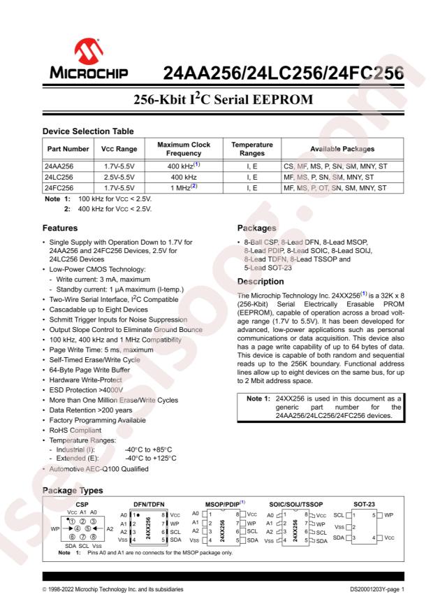 MICROCHIP 24FC256T-E/OT