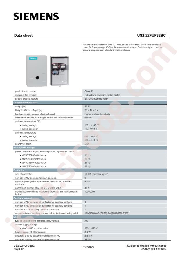 SIEMENS 22FUF32BC