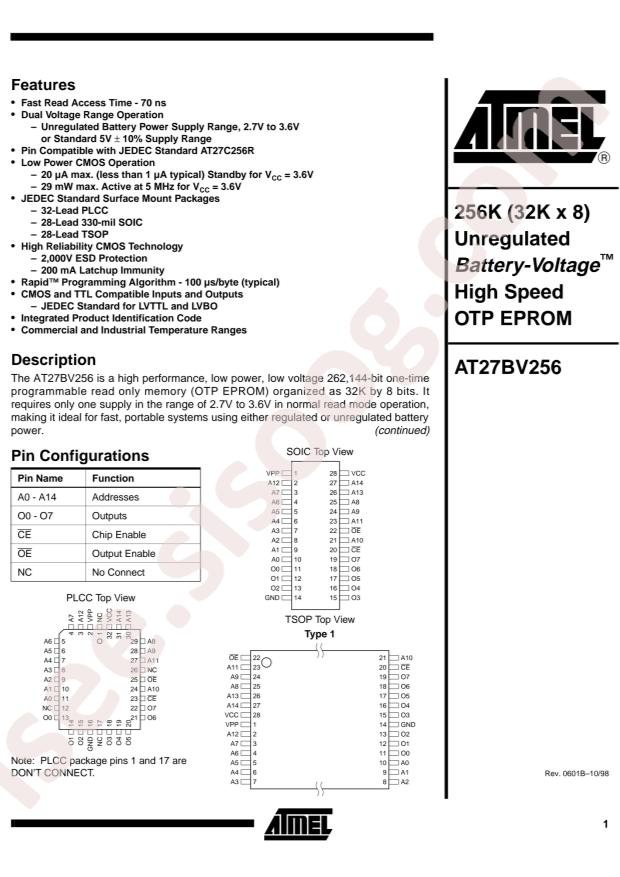 MICROCHIP AT27BV256-90TI