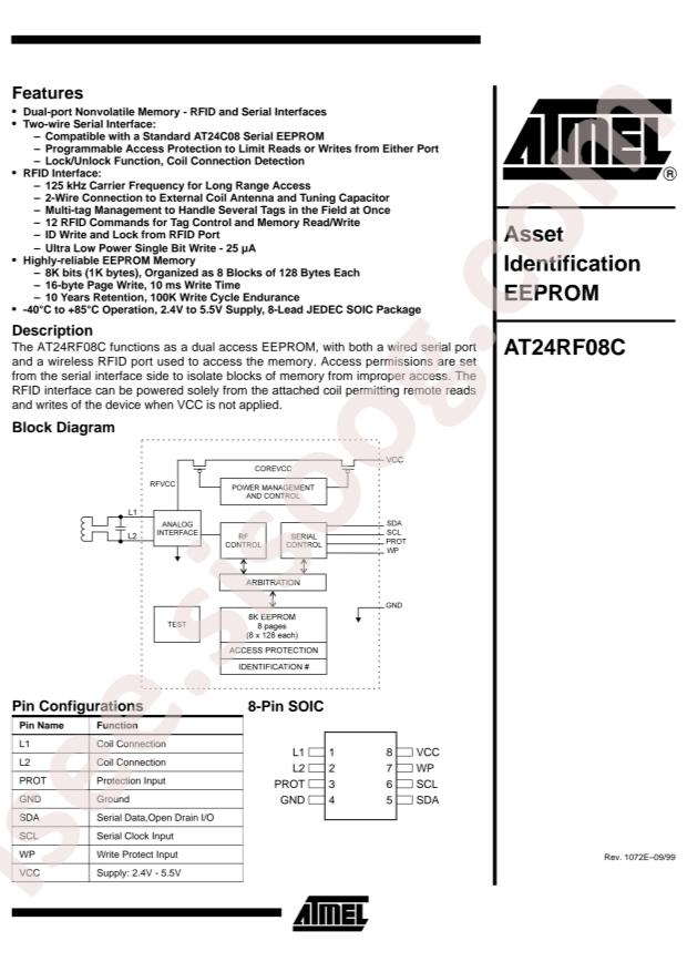 MICROCHIP AT24RF08CN-10SC