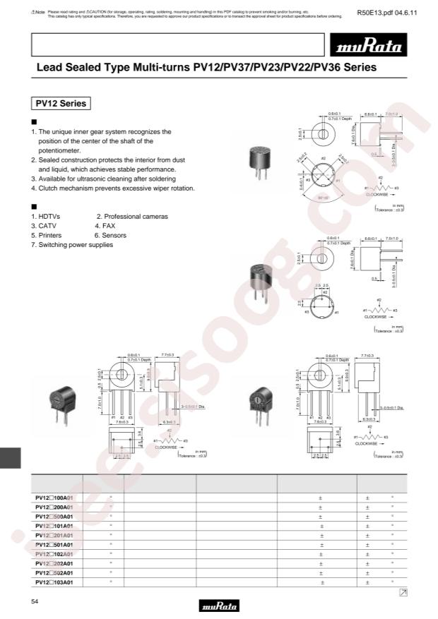 BOURNS PV37X203A01B00