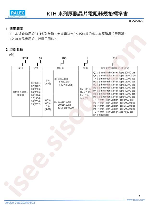 RALEC RTH25201JTE
