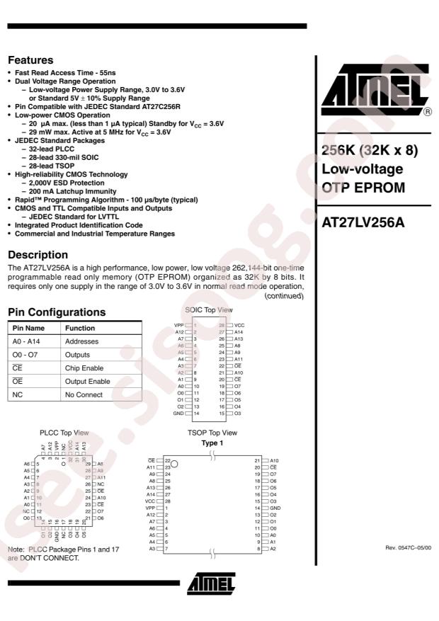MICROCHIP AT27LV256A-55RI