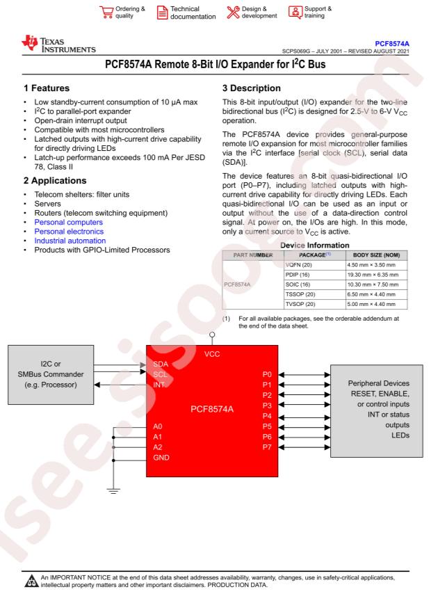 TI PCF8574ANE4