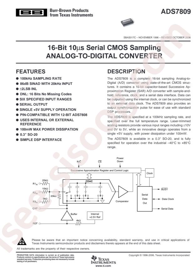 TI ADS7809U/1KE4