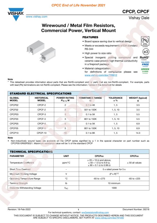 VISHAY CPCP032K200JB32