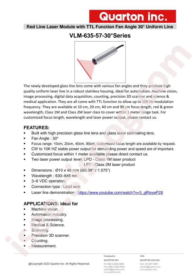 Quarton, Inc. VLM-635-57 LPO-D30-F20