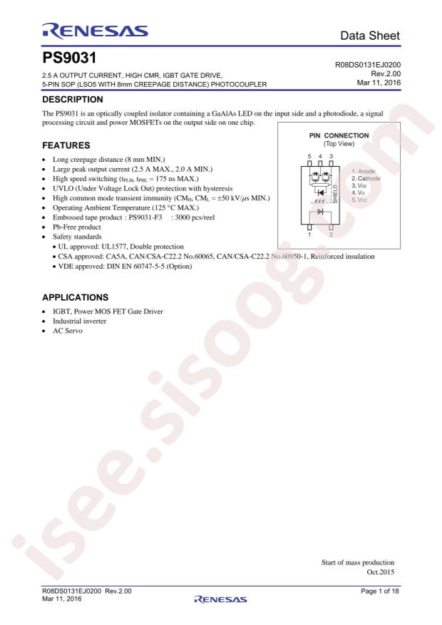 RENESAS PS9031-Y-AX