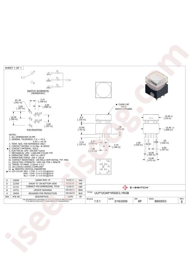 E-Switch ULP12OAP1RSSCL1RGB