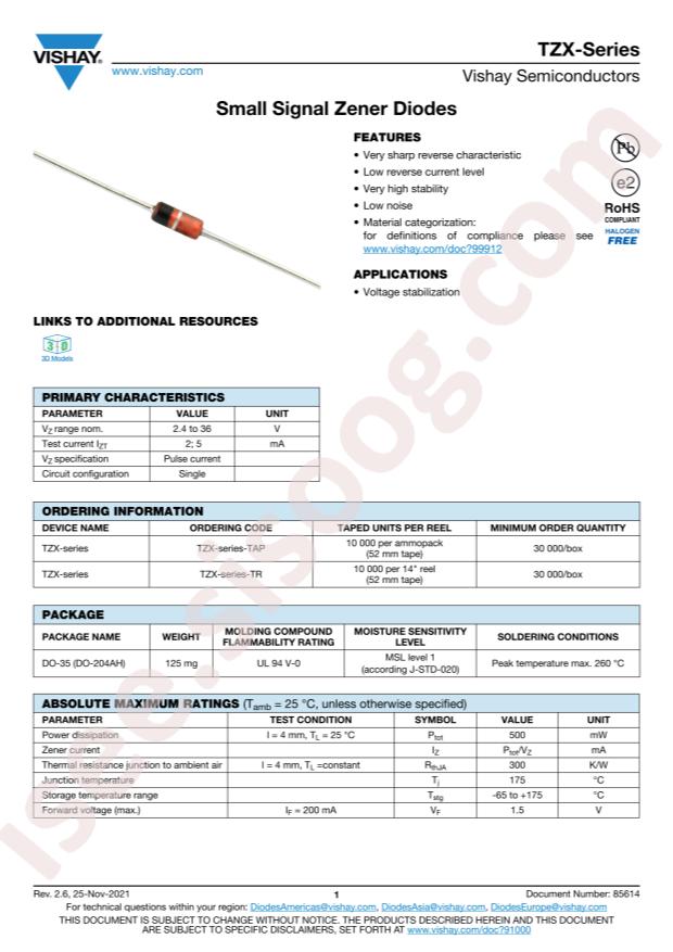 VISHAY TZX6V8D-TAP