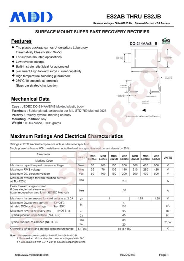 MDD(Microdiode Semiconductor) ES2JB