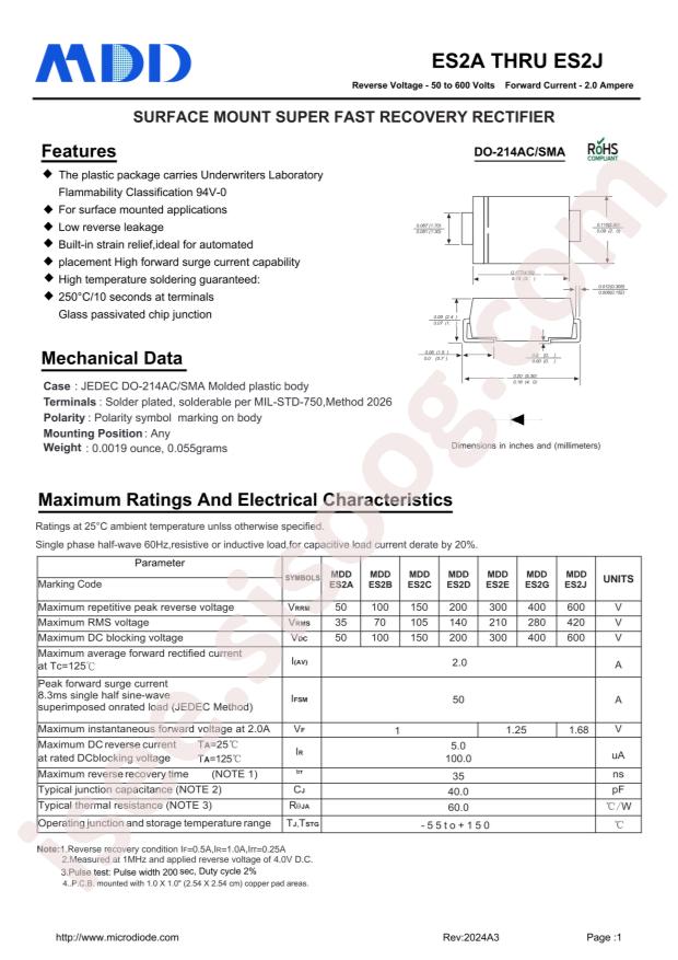 MDD(Microdiode Semiconductor) ES2J
