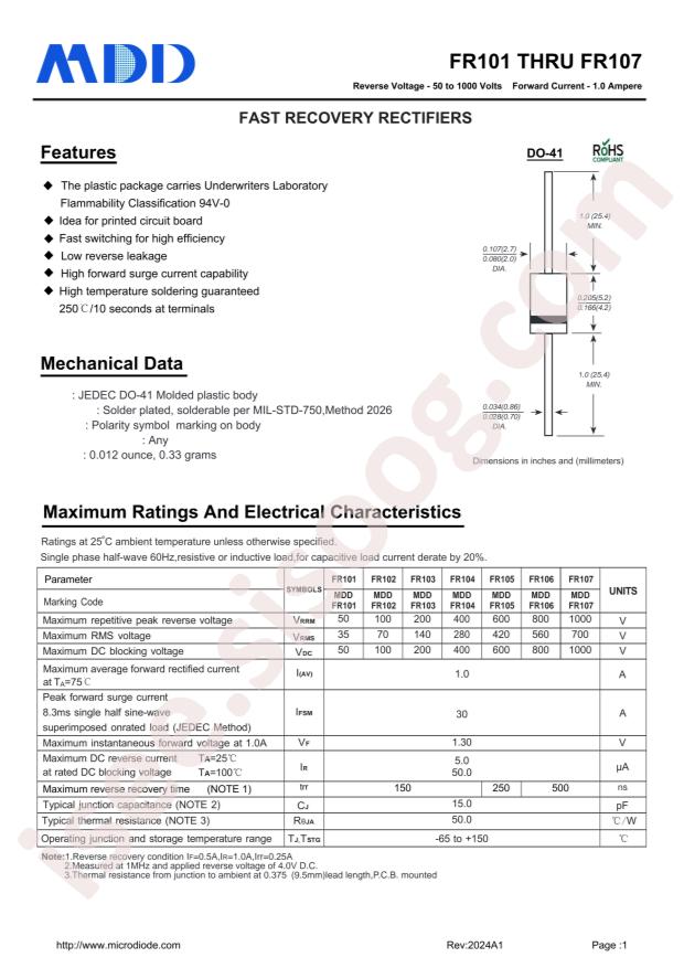 MDD(Microdiode Semiconductor) FR104