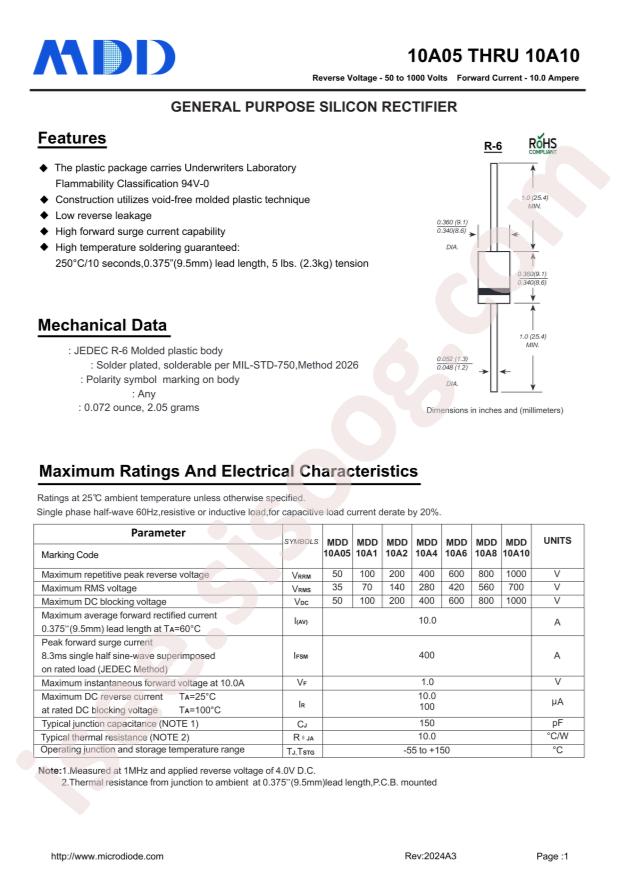 MDD(Microdiode Semiconductor) 10A10