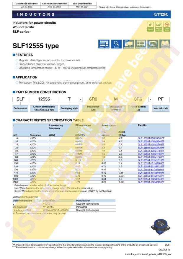 TDK SLF12555T-100M3R4-PF