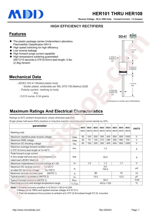 MDD(Microdiode Semiconductor) HER107