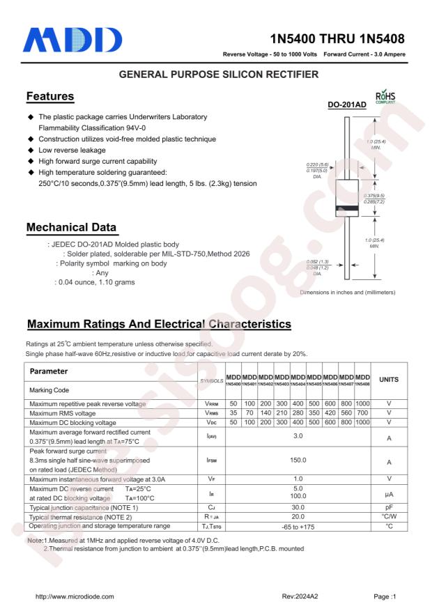MDD(Microdiode Semiconductor) 1N5408