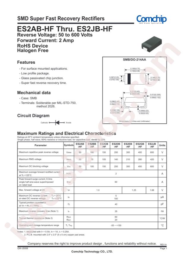 Comchip ES2CB-HF