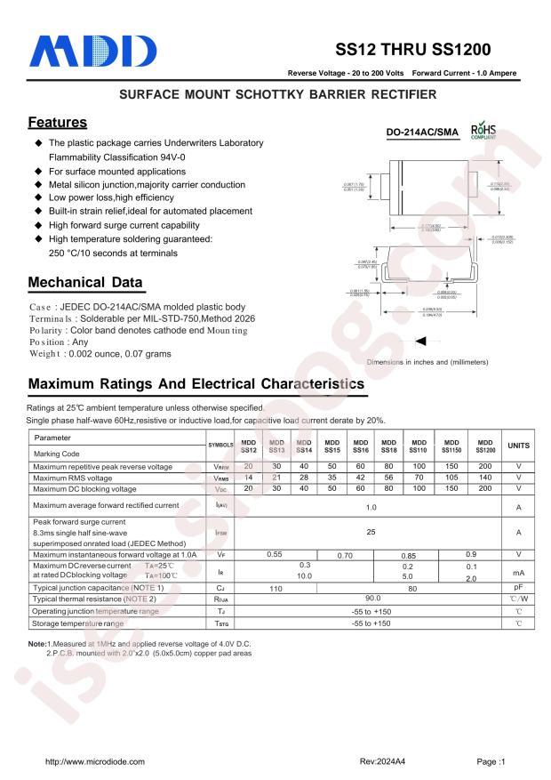 MDD(Microdiode Semiconductor) SS110