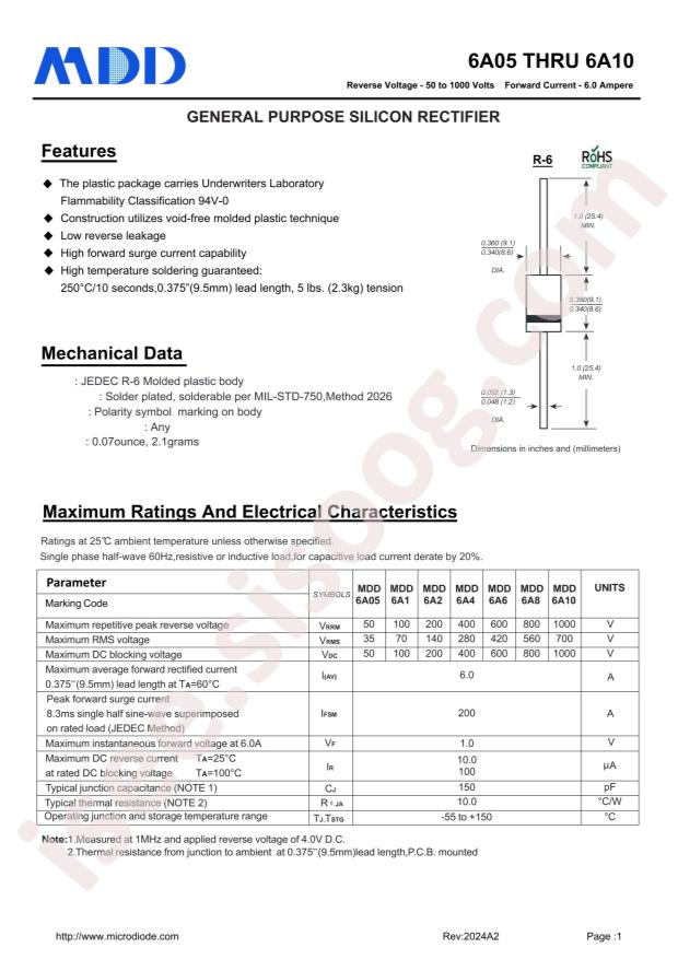 MDD(Microdiode Semiconductor) 6A10