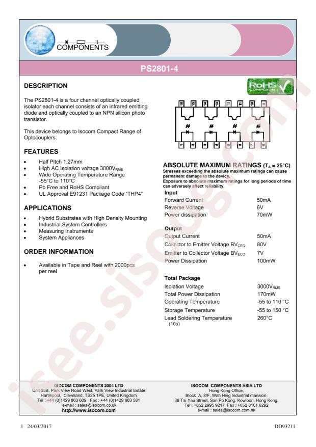 ISOCOM PS2801-4