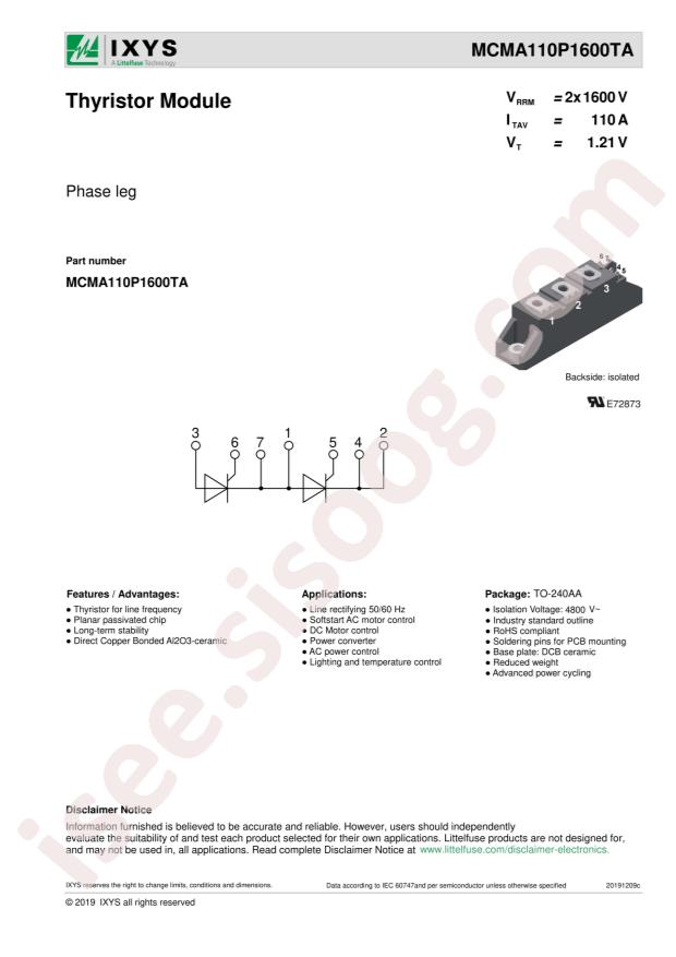 Littelfuse/IXYS MCMA110P1600TA