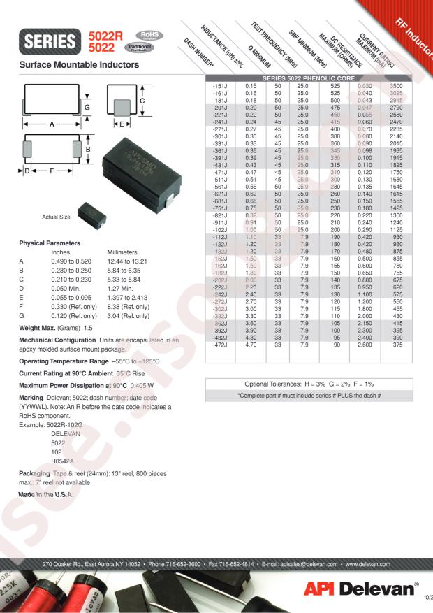 API Delevan 5022R-102J