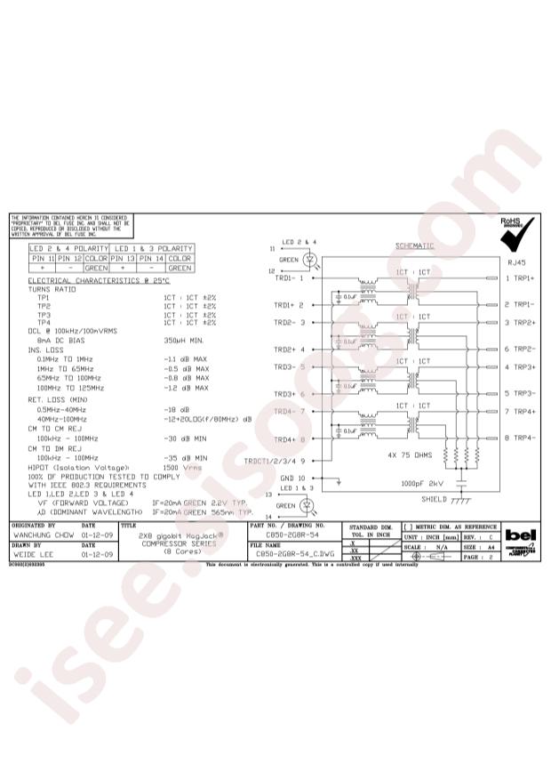 Bel Fuse C850-2G8R-54
