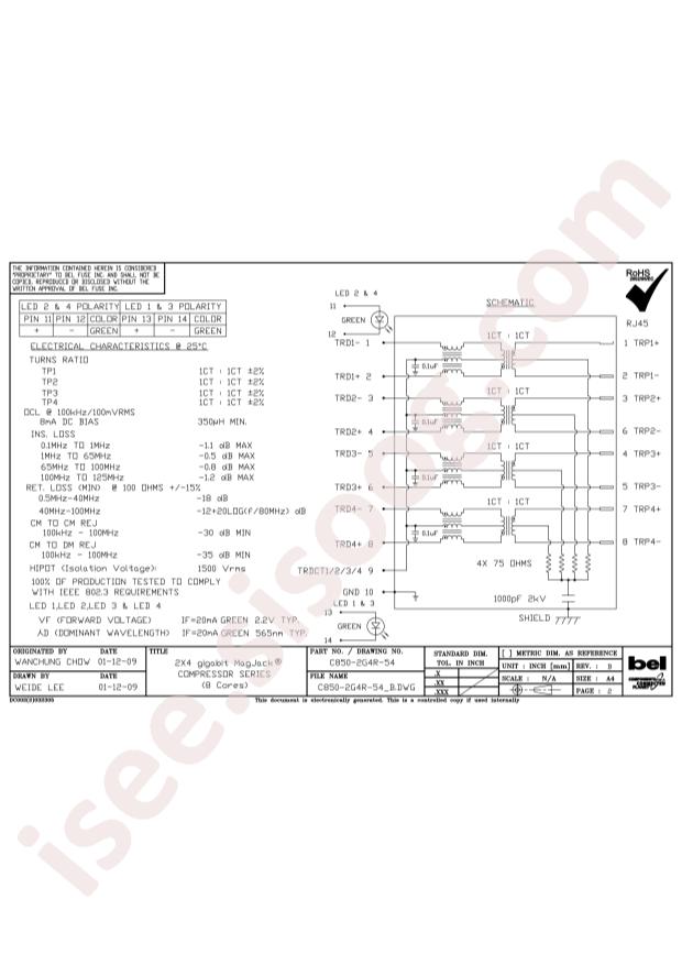 Bel Fuse C850-2G4R-54