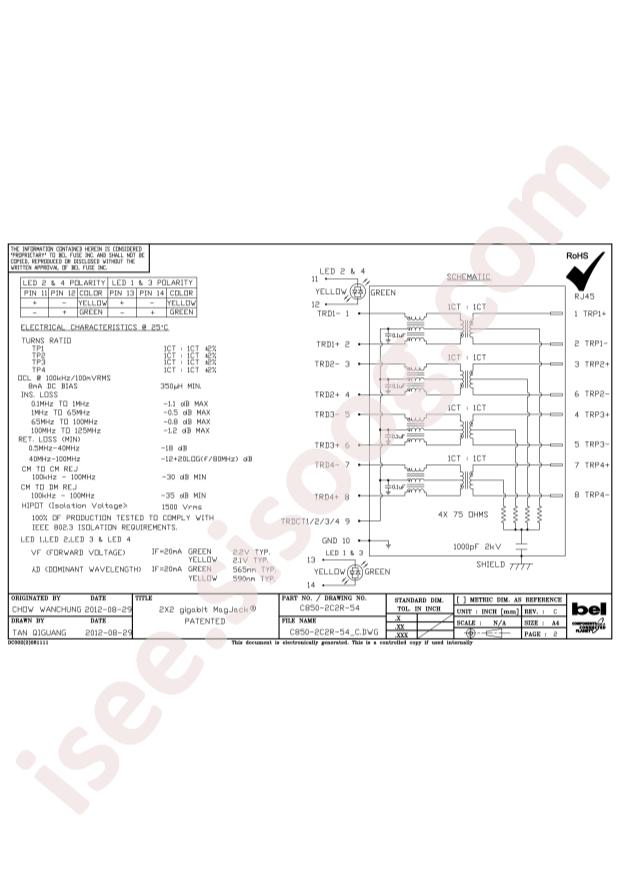 Bel Fuse C850-2C2R-54