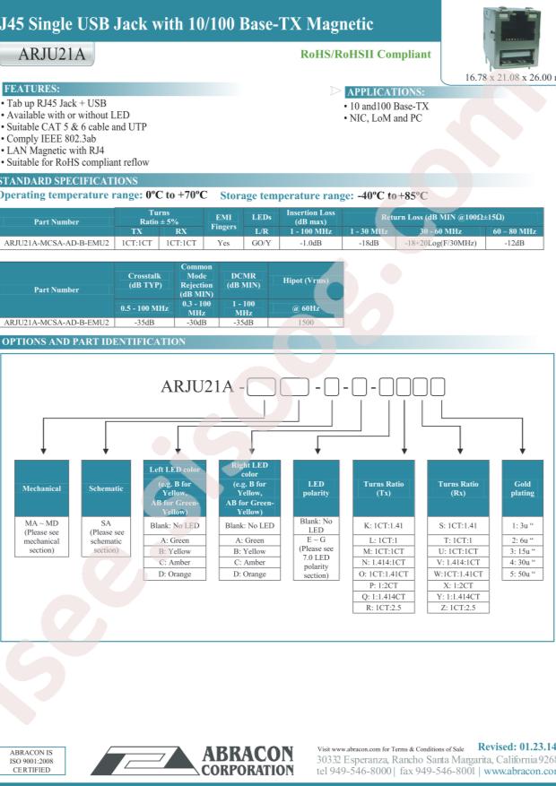 ABRACON ARJU21A-MCSA-AD-B-EMU2