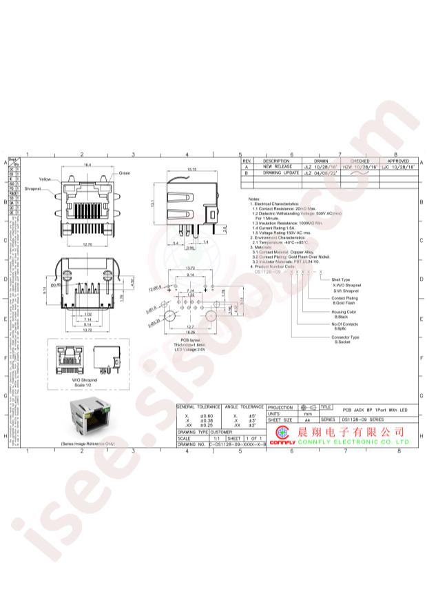 CONNFLY Elec DS1128-09-S8B8S