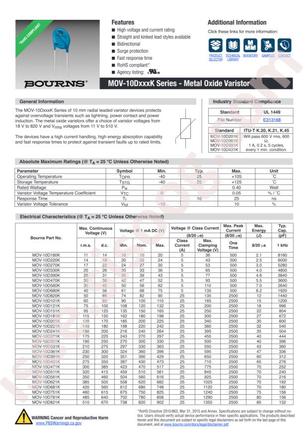 BOURNS MOV-10D561K
