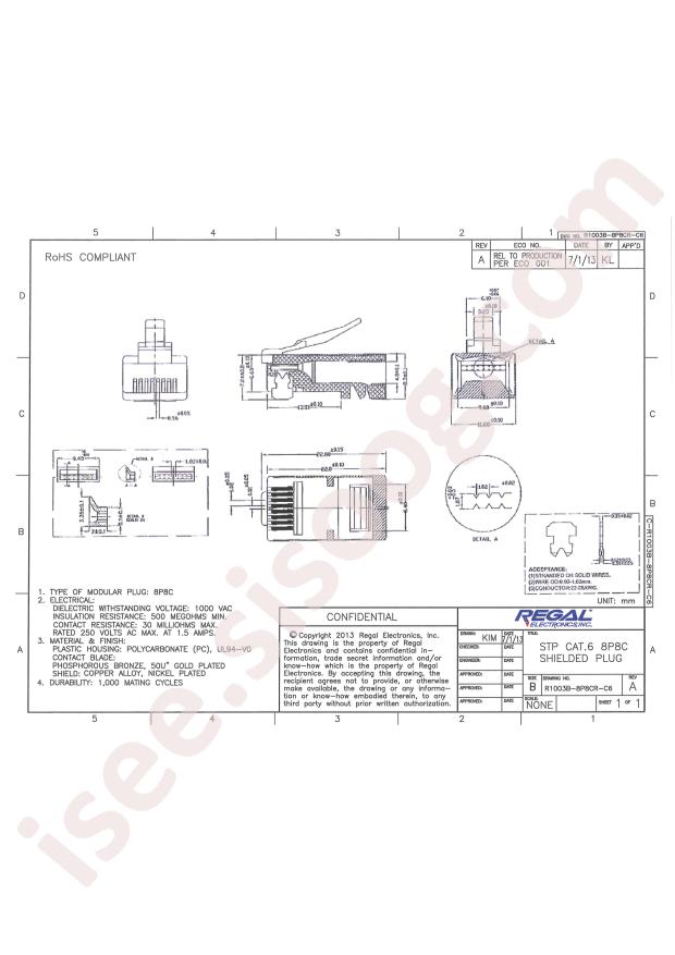 REGAL ELECTRONICS R1003B-8P8CR-C6