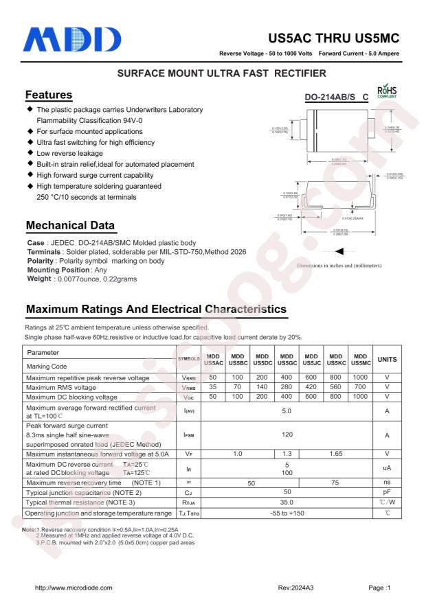 MDD(Microdiode Semiconductor) US5GC