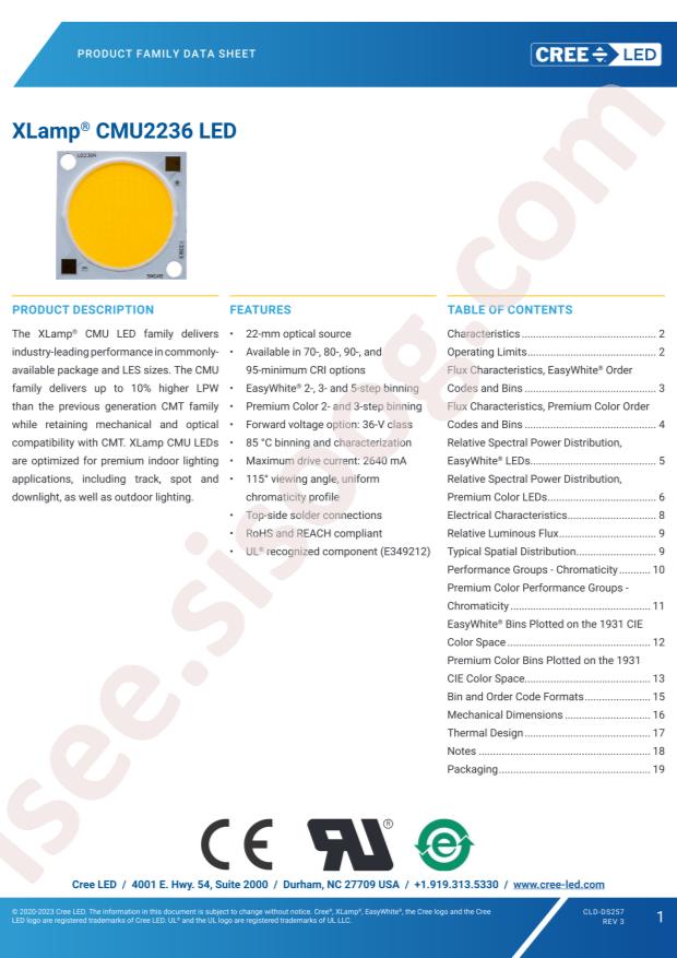 CREE LED CMU2236-R040-000N0H0A30H