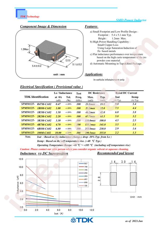TDK SPM5012T-R47M-CA02