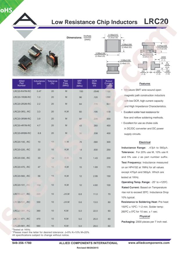 Allied Components International LRC20-221K-RC