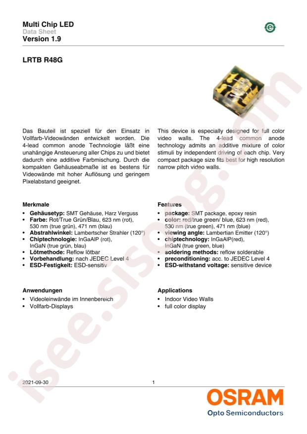 OSRAM LRTB R48G-P9Q7-1+R7S5-26+N5P-68-ZB
