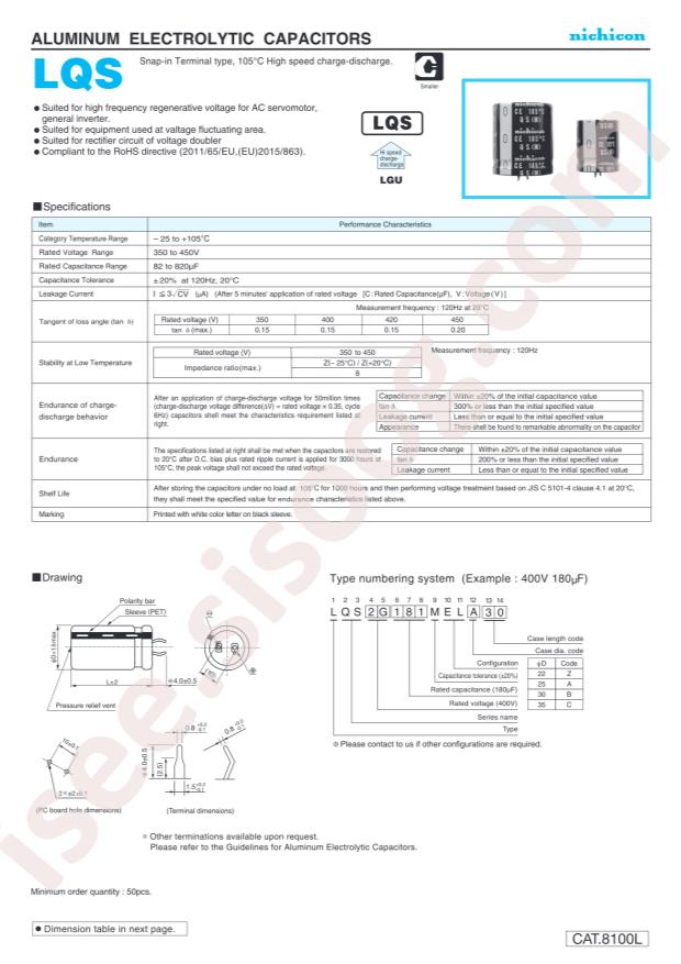 Nichicon LQS2G331MELB35