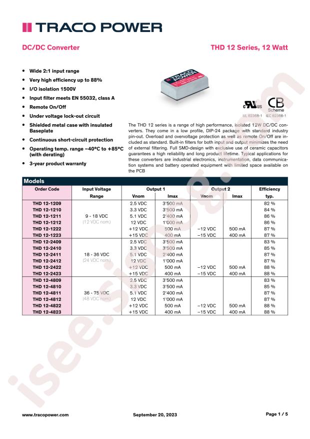 TRACO POWER THD 12-4812