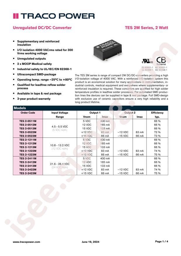 TRACO POWER TES 2-2411M