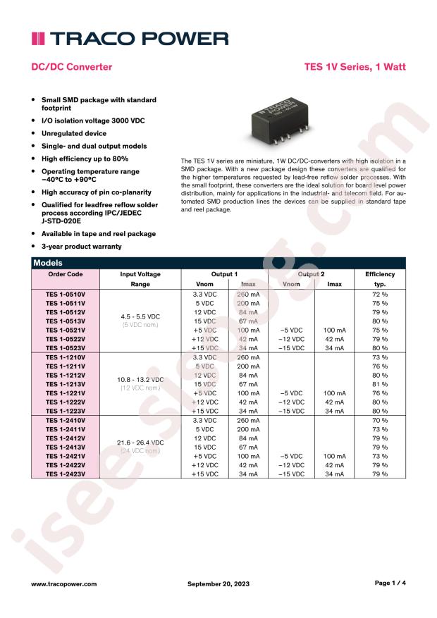 TRACO POWER TES 1-0512V