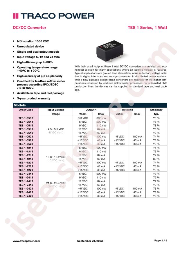 TRACO POWER TES 1-2412