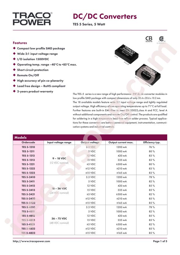 TRACO POWER TES 5-1223