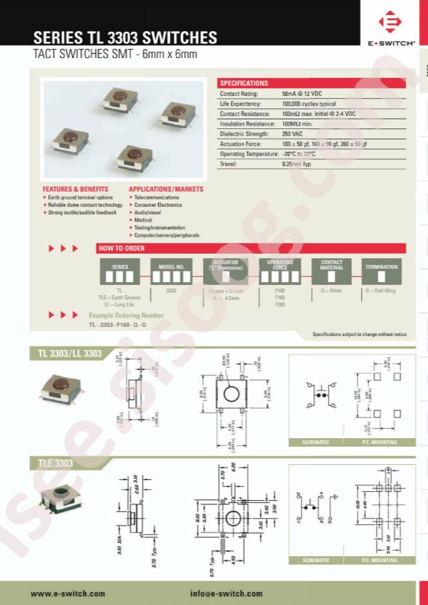 E-Switch TL3303AF100QG