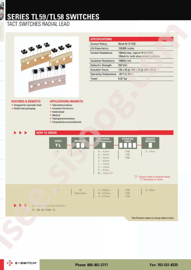 E-Switch TL59FF260Q